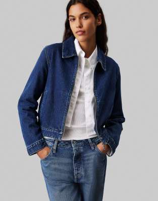 Calvin Klein Jeans - Jeansjacke in dunkelblauer Waschung mit Reißverschluss-Marineblau