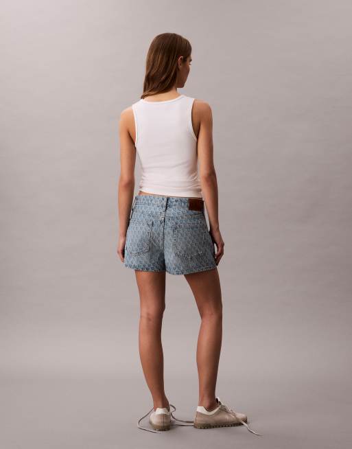 Calvin Klein Jeans – Jeansshorts i 90-talsstil med blekt monogrammönster, 2 av 4
