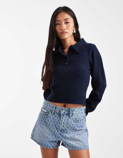 Calvin Klein Jeans – Jeansshorts i 90-talsstil med blekt monogrammönster - view 1