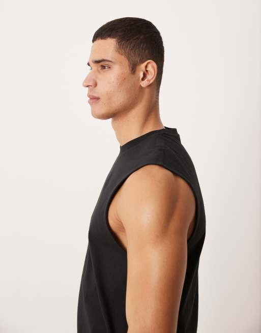 Calvin Klein Jeans jersey badge muscle singlet in black, 4 of 5