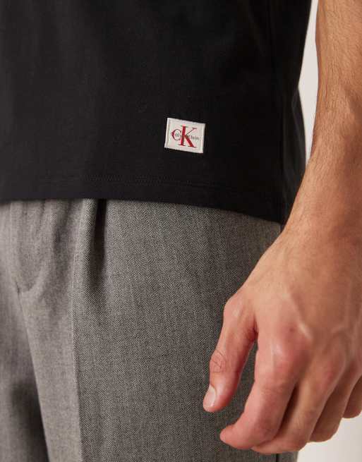 Calvin Klein Jeans jersey badge muscle singlet in black, 5 of 5
