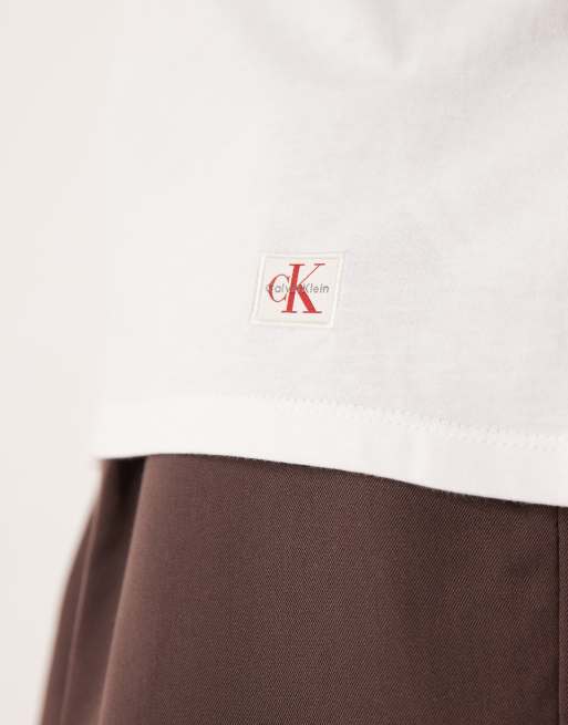 Calvin Klein Jeans jersey badge muscle singlet in white, 5 of 5