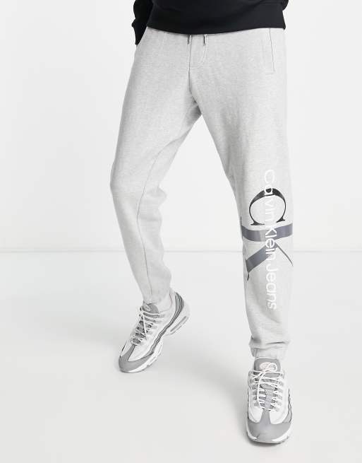 Calvin Klein Jeans - Joggers grigi con monogramma bicolore
