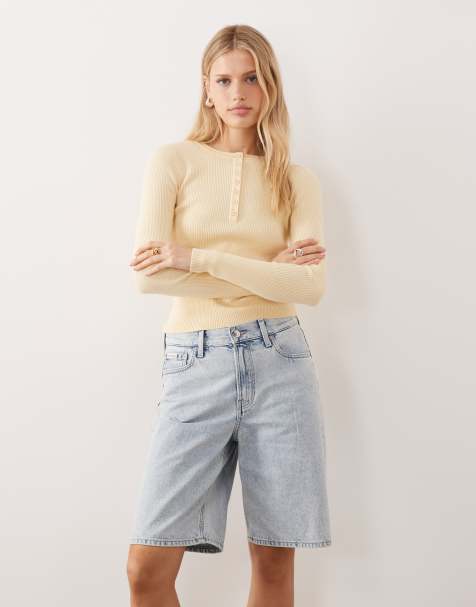 Calvin Klein Jeans - Jorts in denim blu candeggiato - view 1