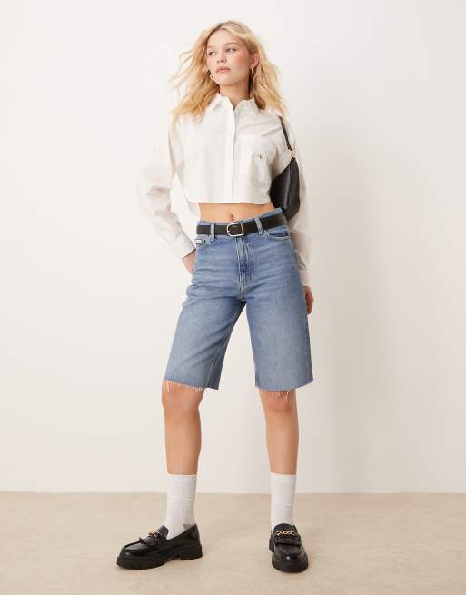 Calvin Klein Jeans - Jorts stile bermuda taglio lungo lavaggio chiaro