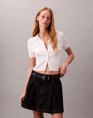 Calvin Klein Jeans - Jupe en jean plissé - Indigo-Bleu marine