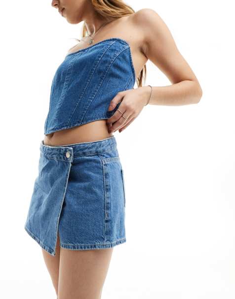 Calvin Klein Jeans - Jupe-short portefeuille - Bleu moyen délavé - view 1