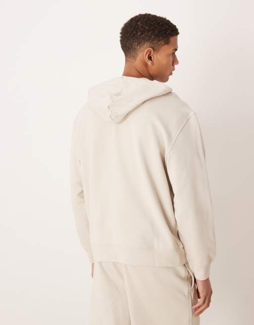 Calvin Klein Jeans – Kapuzenpullover aus Frottee in Cremeweiß mit Aufnäher, 3 von 5