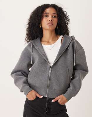 Calvin Klein Jeans - Kapuzenpullover aus neoprenähnlichem Material in Grau