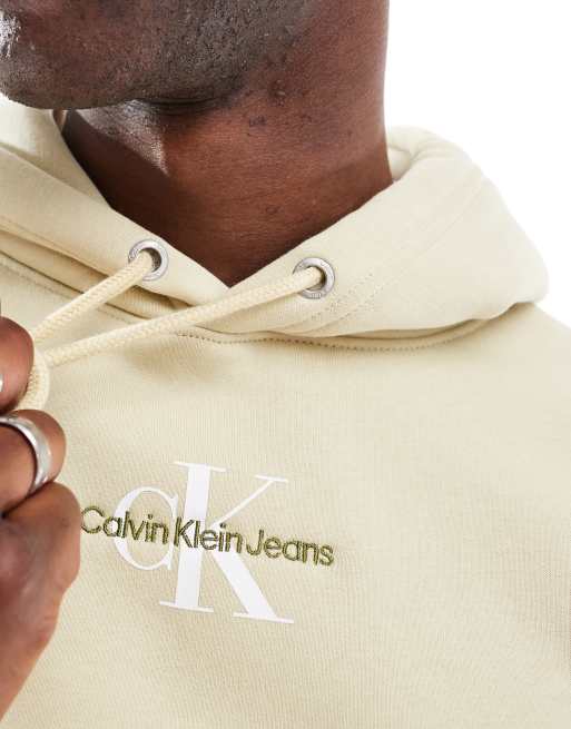 Calvin Klein Jeans – Kapuzenpullover in Beige mit Monogramm-Logo, 2 von 4