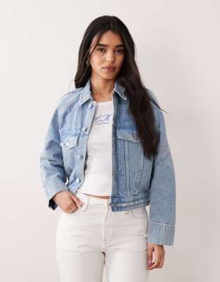 Jeans - Kastige Jeansjacke in verwaschenem Blau Blau XL