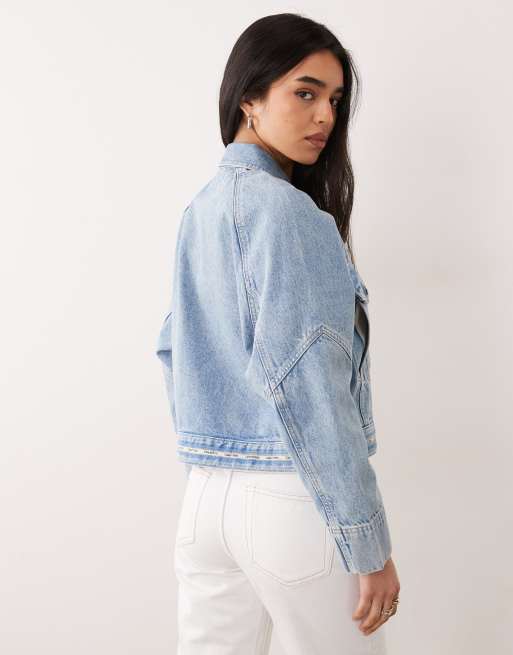 Calvin Klein Jeans – Kastige Jeansjacke in verwaschenem Blau, 3 von 4