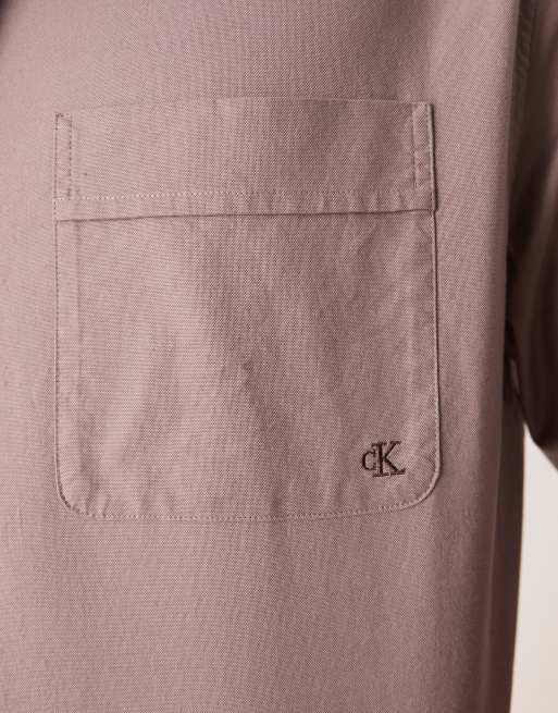 Calvin Klein Jeans – Kastiges Oxford-Hemd in Braun, 5 von 5