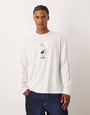 Calvin Klein Jeans Est.1978 Kate Moss Long Sleeve Print Tee In White