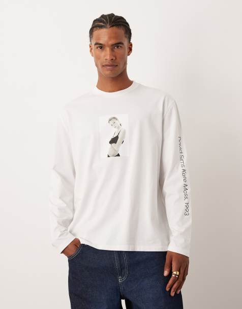 Calvin Klein Jeans Kate Moss long sleeve print tee in white