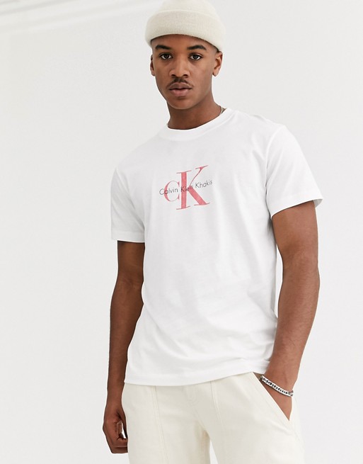 Calvin Klein Jeans Khakis capsule chest logo t-shirt in white