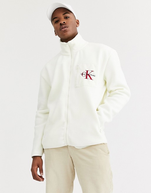 Calvin Klein Jeans Khakis capsule fleece jacket in cream
