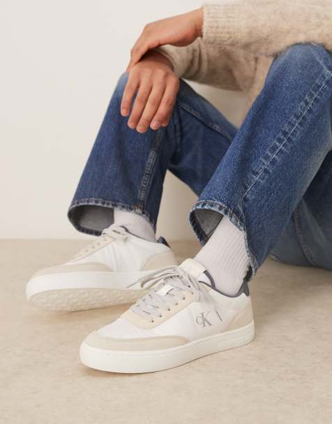 Calvin Klein Jeans - Klassieke sneakers met cupsole in beige en marineblauw - view 1