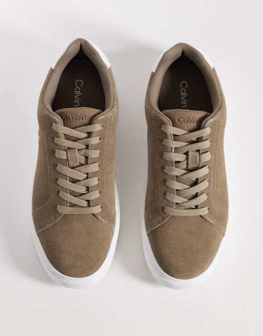 Calvin Klein Jeans - Klassieke sneakers van echt suède met cupzool in taupe, 3 van 5