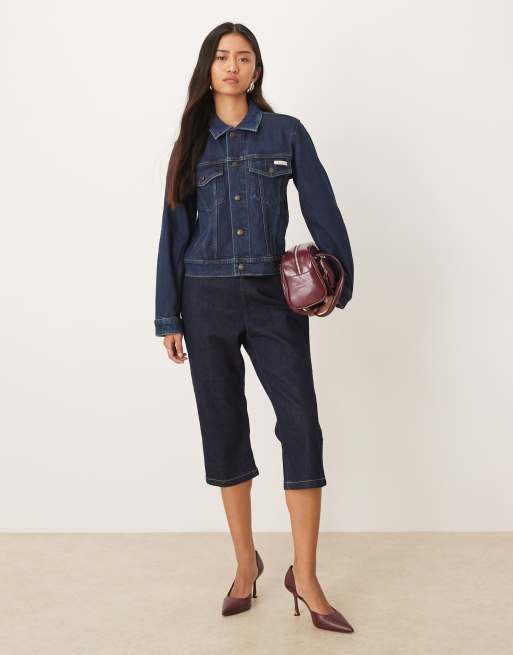 Calvin Klein Jeans – Klassische Trucker-Jeansjacke in Dunkelblau, 4 von 4