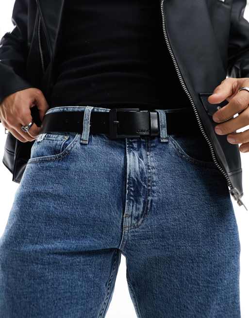 Calvin Klein Jeans – Klassischer Ledergürtel in Schwarz, 40 mm