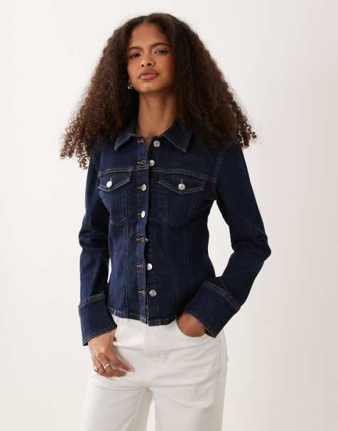 Calvin Klein Jeans klassisches strukturiertes Denim-Trucker-Hemd in Indigo-Blau-Waschung - view 1