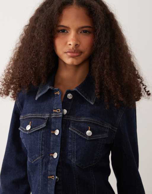 Calvin Klein Jeans klassisches strukturiertes Denim-Trucker-Hemd in Indigo-Blau-Waschung, 3 von 4