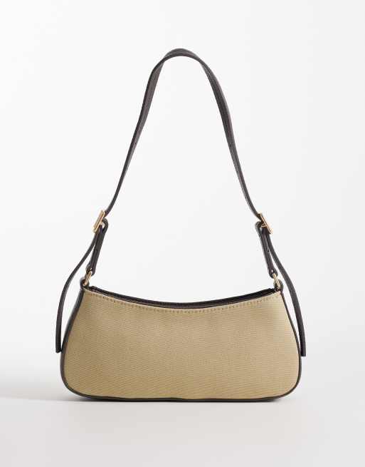 Calvin Klein Jeans – Kleine Schultertasche aus Canvas in Natur, 4 von 4