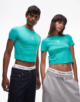 Calvin Klein Jeans - Knapp geschnittenes Unisex-T-Shirt in Grün