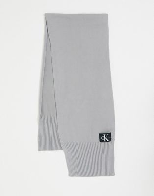 Calvin Klein Jeans knitted logo scarf in charcoal
