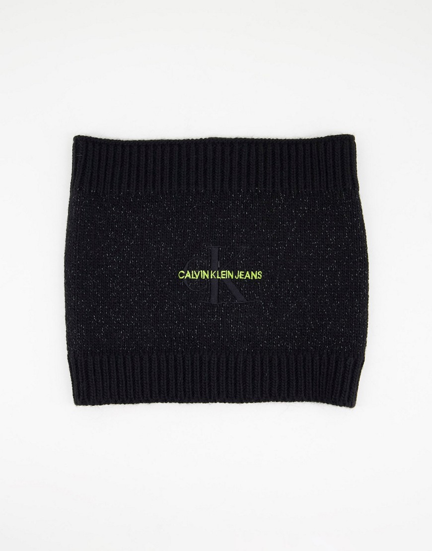 Calvin Klein Jeans knitted reflective snood in black