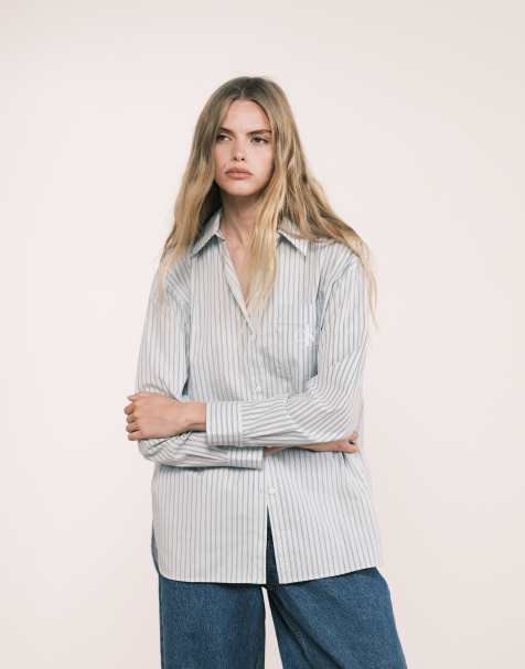 Calvin Klein Jeans – Koszula w szałwiowe paski, z haftowanym logo - view 1