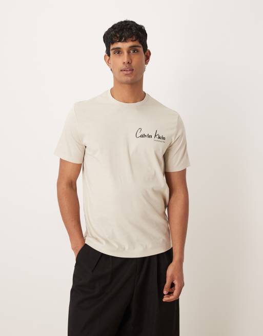 Calvin Klein Jeans – Kremowy T-shirt z grafiką, 3 z 5