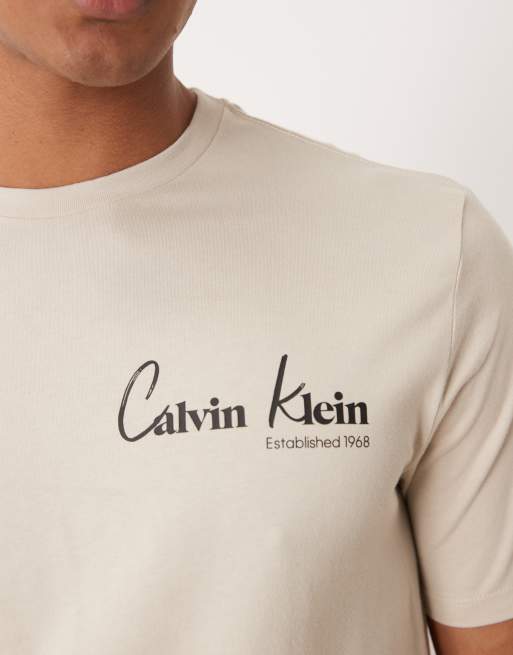 Calvin Klein Jeans – Kremowy T-shirt z grafiką, 5 z 5