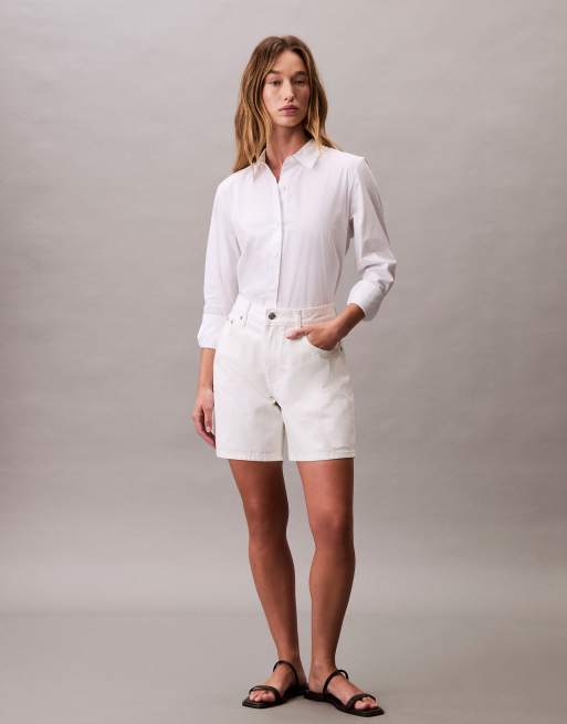 Calvin Klein Jeans – Kultige Jeansshorts im 90er-Stil in Weiß , 4 von 5
