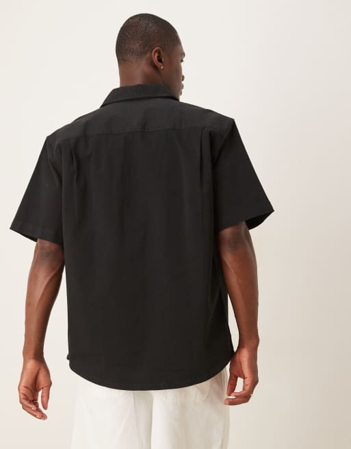 Calvin Klein Jeans – Kurzärmliges Utility-Hemd in lockerer Passform in Schwarz, 4 von 4
