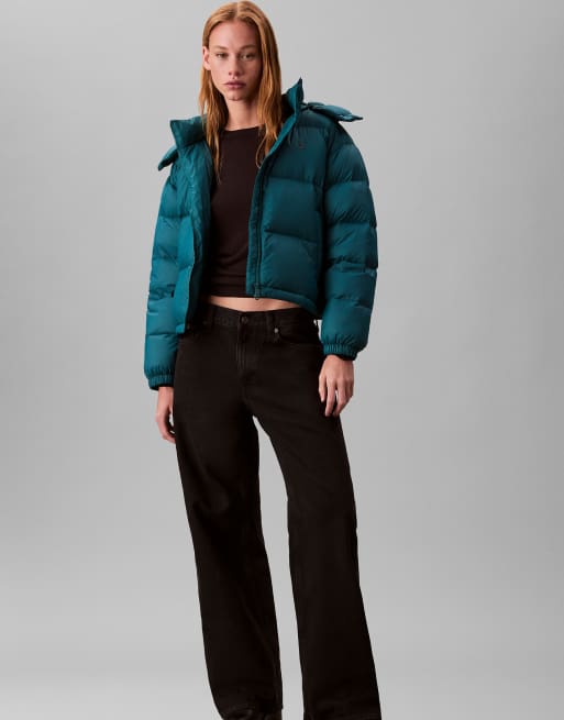 Calvin Klein Jeans kurze Daunen-Steppjacke in Maya-Blau, 3 von 7