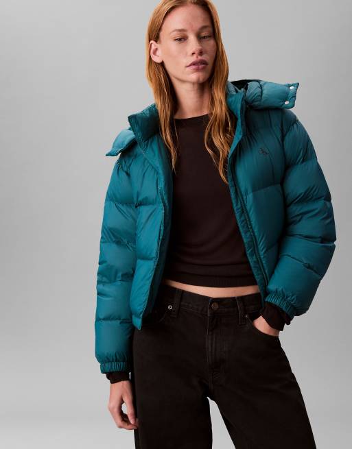 Calvin Klein Jeans kurze Daunen-Steppjacke in Maya-Blau, 5 von 7