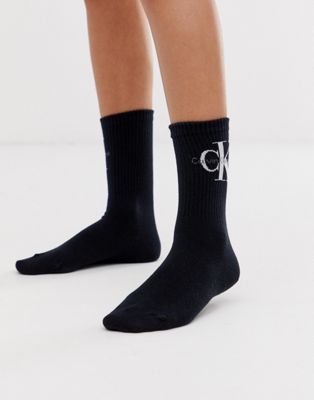 Calvin Klein Jeans – Kurze Socken mit Logo in Schwarz