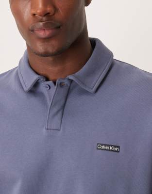 Calvin Klein Jeans Est.1978 Label Logo Rugby Shirt In Gray
