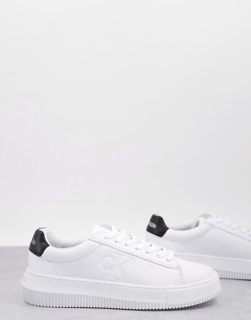 Calvin Klein Jeans lace up leather trainer in white | ASOS