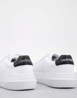 calvin klein jeans lace up leather trainer in white