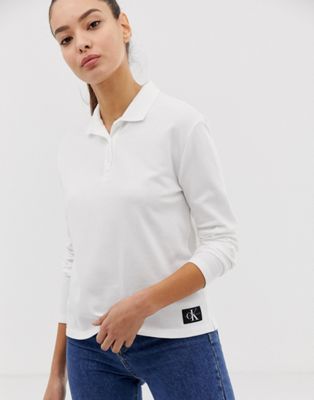 Calvin Klein Jeans – Långärmad pikétröja-Vit