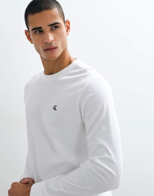 Calvin Klein Jeans – Langärmliges Shirt in Weiß mit Monogramm, 3 von 5
