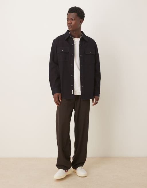 Calvin Klein Jeans – Lange Hemdjacke in Marineblau, 2 von 5