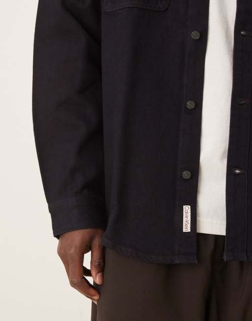 Calvin Klein Jeans – Lange Hemdjacke in Marineblau, 5 von 5