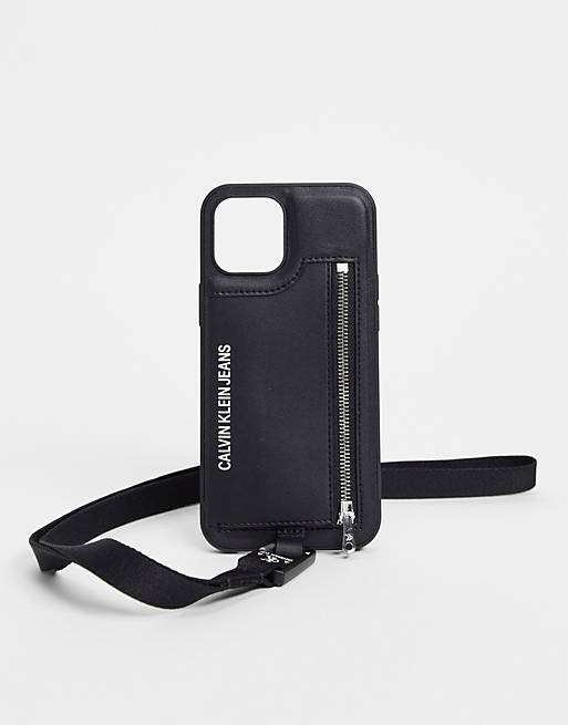 Calvin Klein Jeans lanyard and phone case set in black