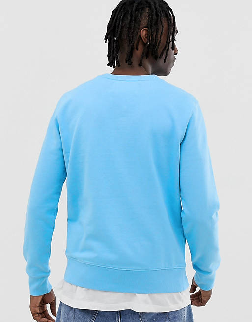 Calvin Klein Jeans large box logo slim fit crew neck sweatshirt in light  blue | ASOS