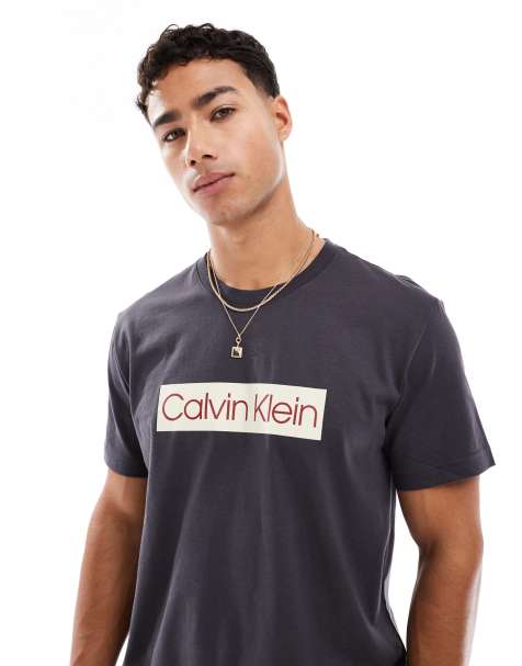 Calvin Klein Jeans large label T-shirt in dark gray - view 1