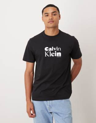 Calvin Klein Jeans Est.1978 Large Logo Font T-shirt In Black